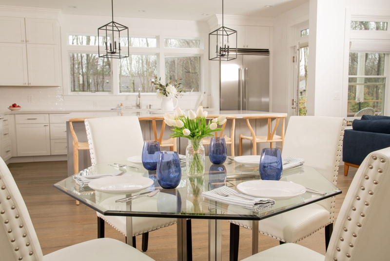 Beveled Glass Dining Table with Sculptural Wood Base