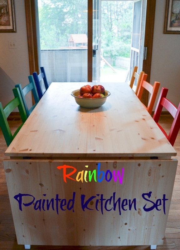 Bistro Set Rainbow Painted Finish Spindle Back Round Table Outdoor