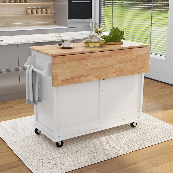 Black Kitchen Cart Barn Door with Wood Drop Leaf Top