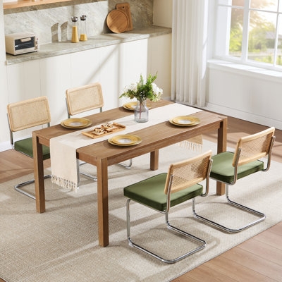 Black Sled Base Side Chair with Natural Woven Cane Backrest