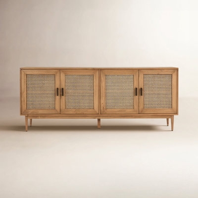 Blonde Wood Sideboard Featuring Geometric Reeded Door Fronts