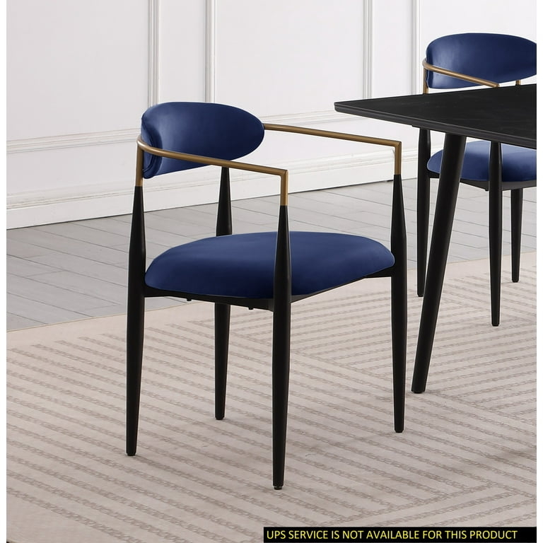 Blue Upholstered Armchairs with Metal Legs and Vertical Channeled Back