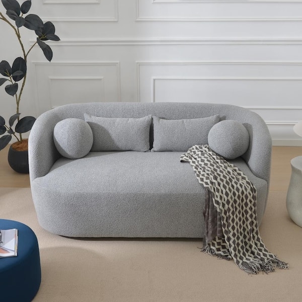 Boucle Loveseat with Curved Wrap-Around Back, Contemporary Seating
