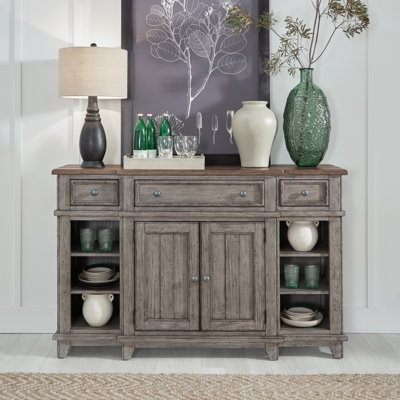 Breakfront Sideboard with Cup Pulls & Dark Espresso Finish