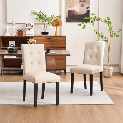Brown Faux Leather Dining Chairs with Horizontal Stitching