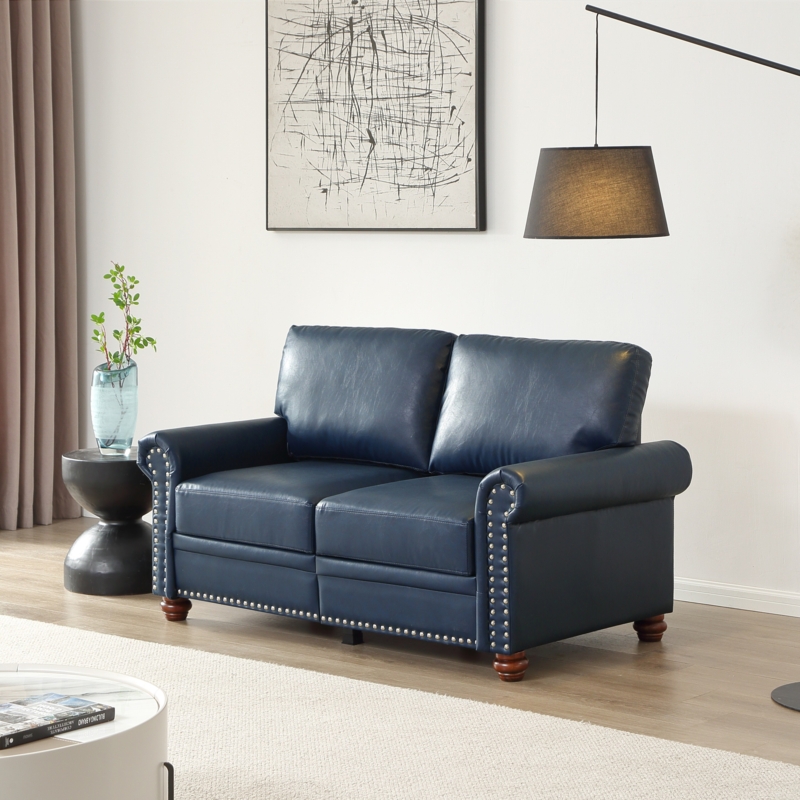 Brown Faux Leather Reclining Loveseat with Storage Console
