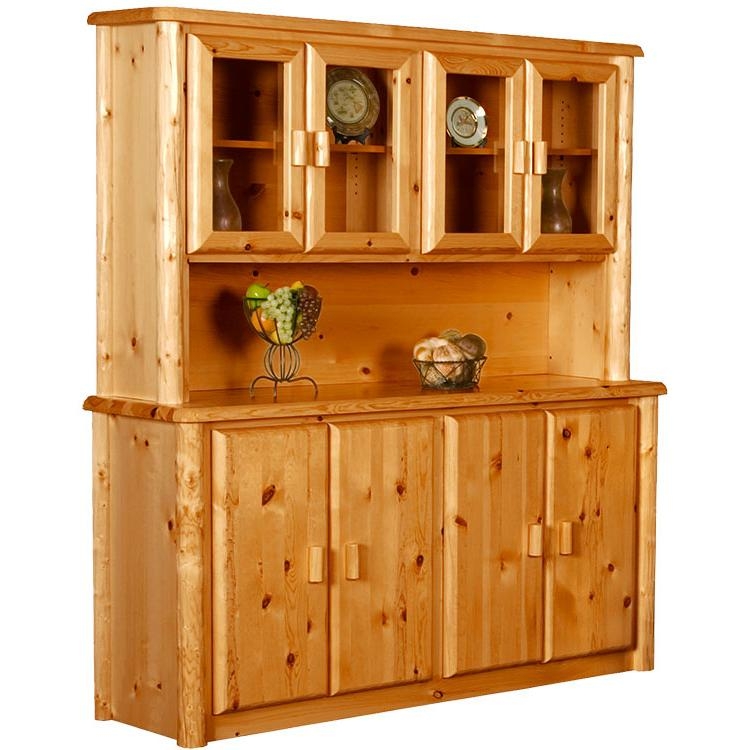 Buffet And Hutch Log Construction Glass Doors Lodge Cabin