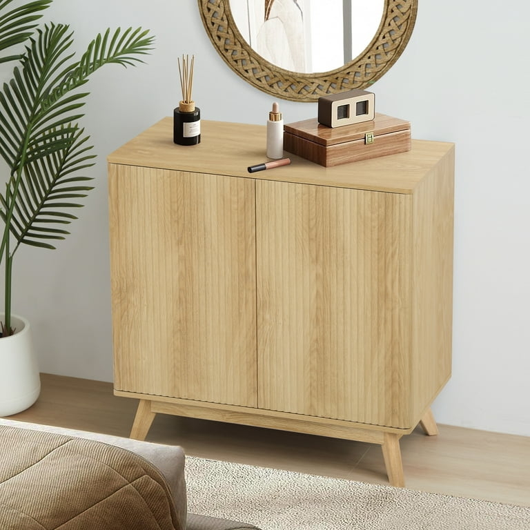 Buffet Cabinet Gold Hardware Fluted Panels Metal Base Contemporary
