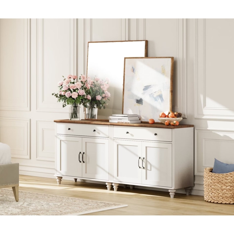 Buffet Cabinet Sliding Barn Doors Mesh Door Inserts Whitewashed Finish