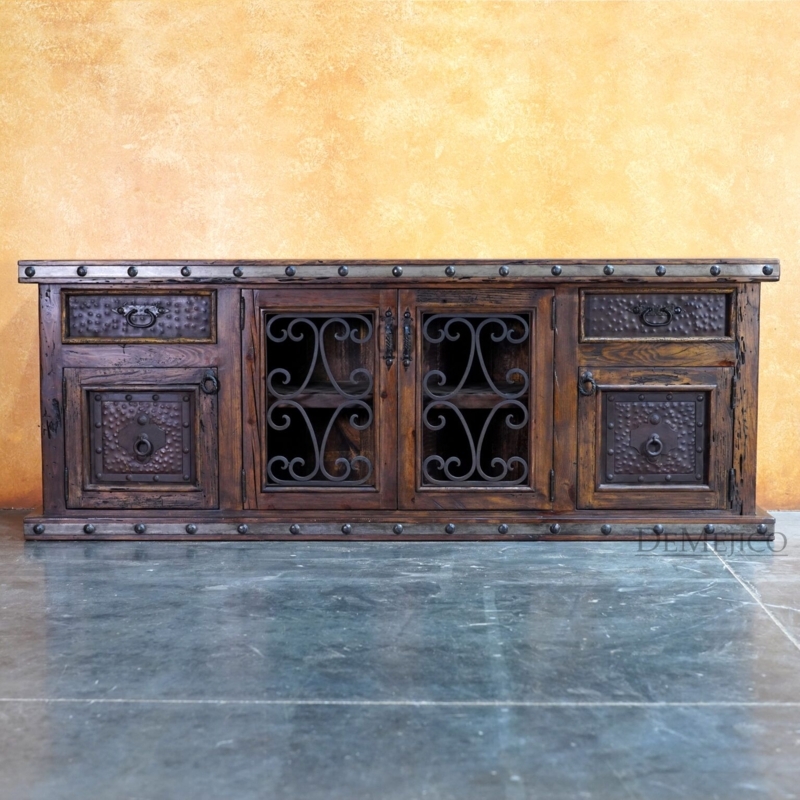 Buffet Hutch Spanish Colonial Wrought Iron Scrollwork