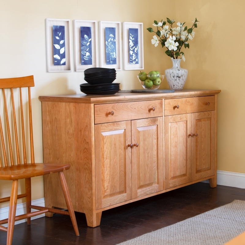 Buffet Shaker Style Four Door Storage Natural Wood Tone