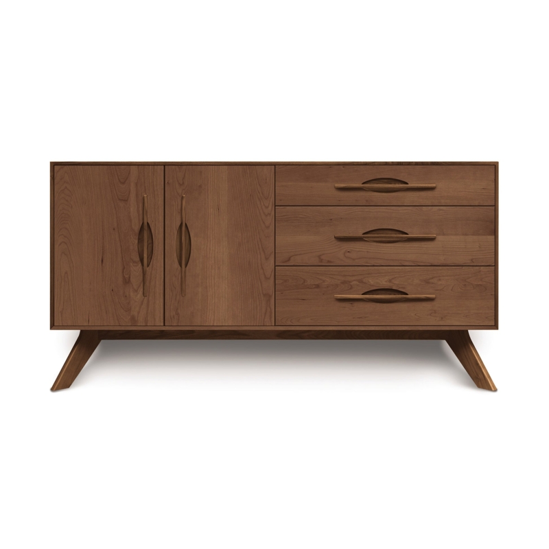 Buffet Sideboard Warm Cherry Tone Recessed Finger Pulls Tapered Legs