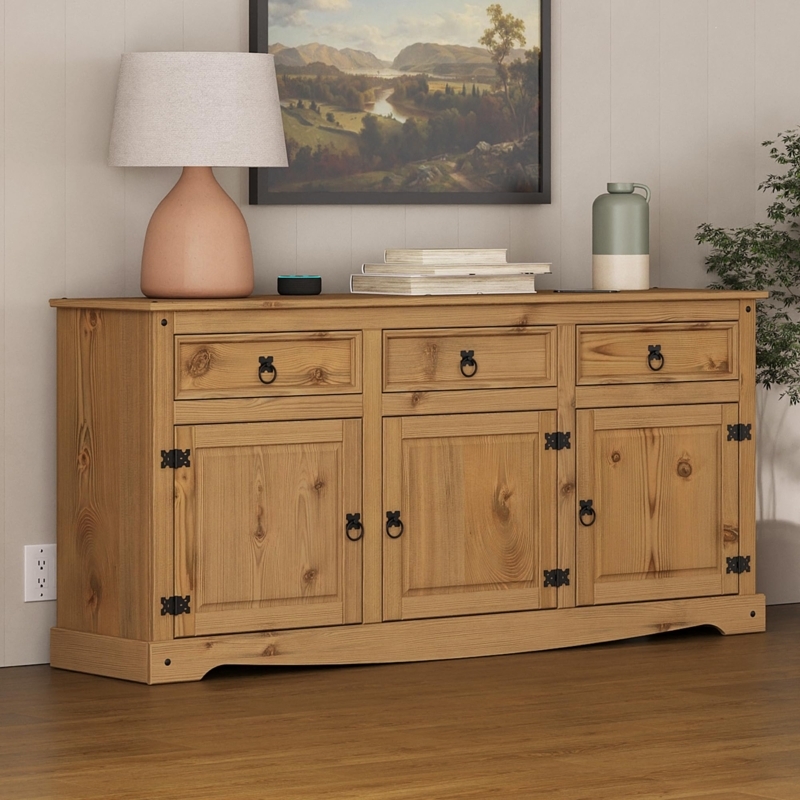 Buffet Sideboard with Visible Wood Grain Storage Console