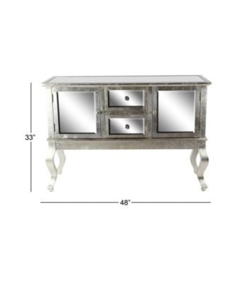 Buffet Sunburst Grain Doors Tapered Legs Warm Wood Four-Door Credenza
