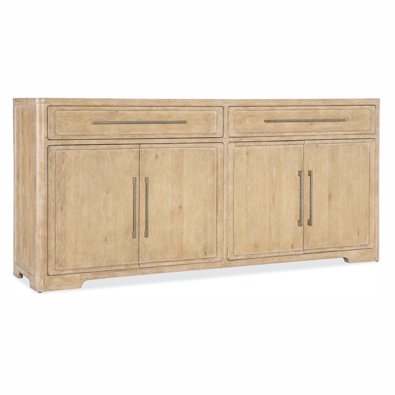 Buffet with Woven Panels, Coastal Tan Wooden Sideboard