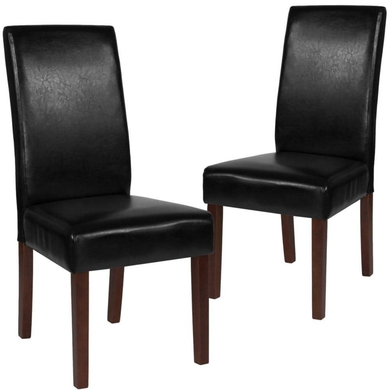 Cantilever Dining Chair Polished Chrome Frame Black Upholstery