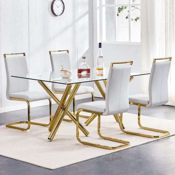 Cantilever Dining Chairs, Chrome C-Shaped Base with Stitching
