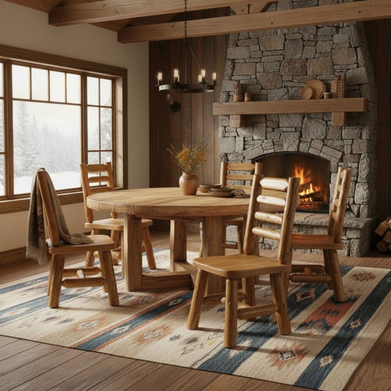 Cedar Lake Ladderback Log Dining Chair