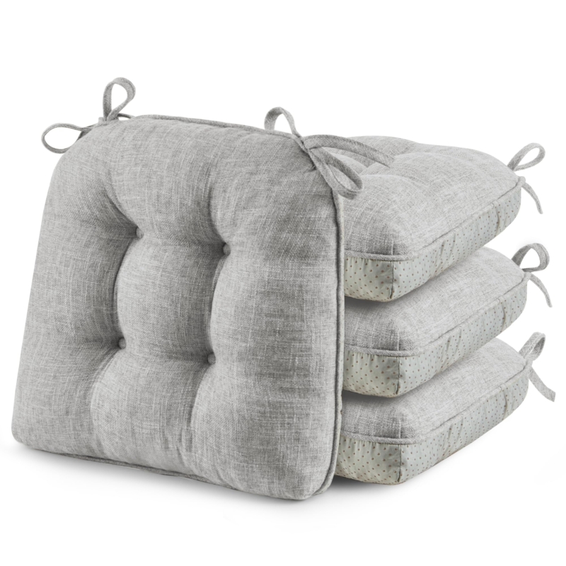 Chair Cushion Cream Extra Thick Profile with Fabric Ties
