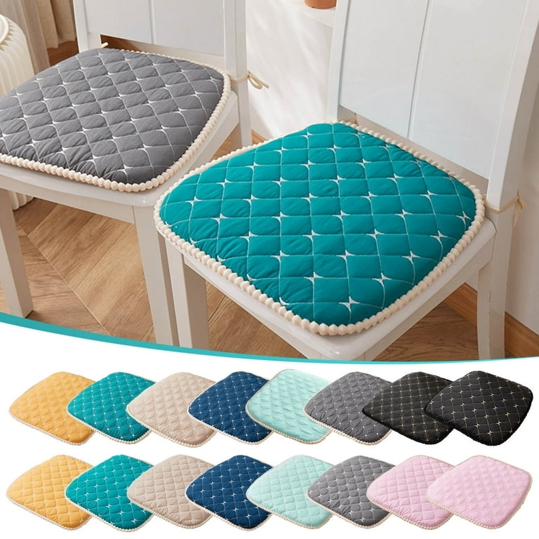 Chair Cushion Dusty Blue Tufted with Corner Ties for Classic Style