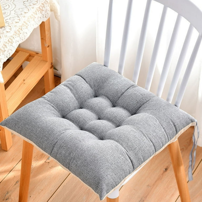 Chair Cushion Overstuffed Design with Fabric Ties in Dark Tone