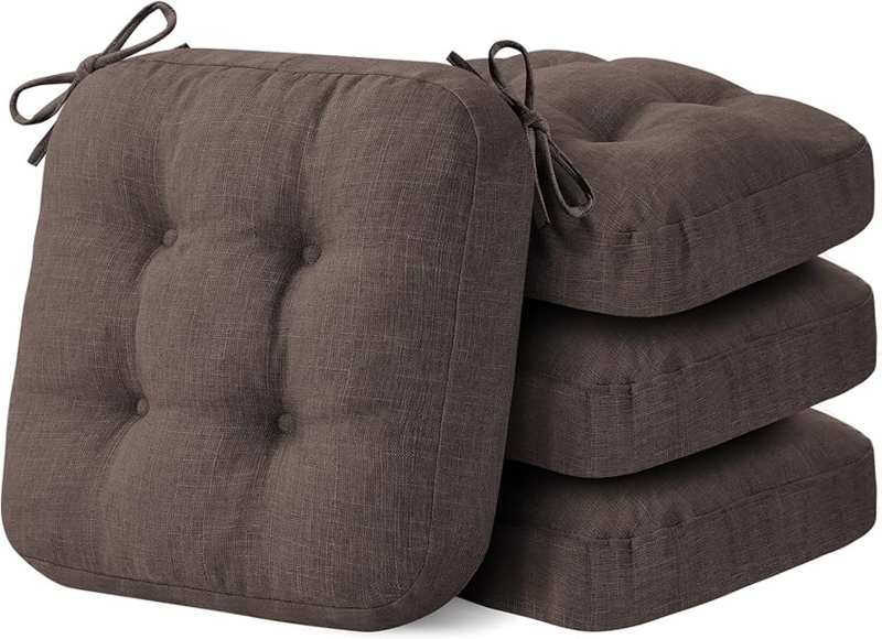 Chair Pad Greyish Blue with Integrated Rear Ties for Rustic Style