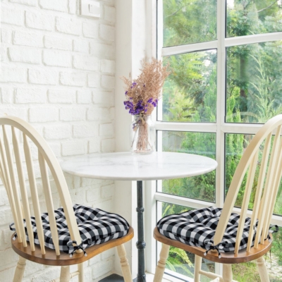 Chair Pad Navy Blue U-Shaped Contoured with Tufted Seat