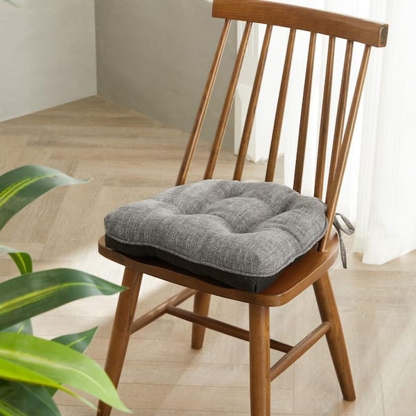 Chair Pad Neutral Woven Texture with Ties for Minimalist Dining
