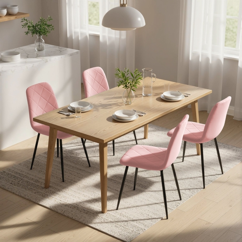 Channel Tufted Dining Chairs with Gold Tipped Tapered Legs