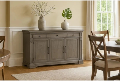 Charcoal Buffet Faceted Geometric Doors Modern Contemporary Sideboard