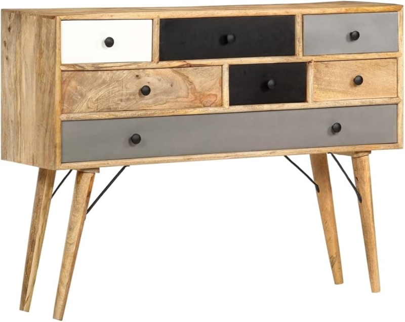 Chevron Sideboard Multicolor Wood Splayed Legs Mid-Century Cabinet