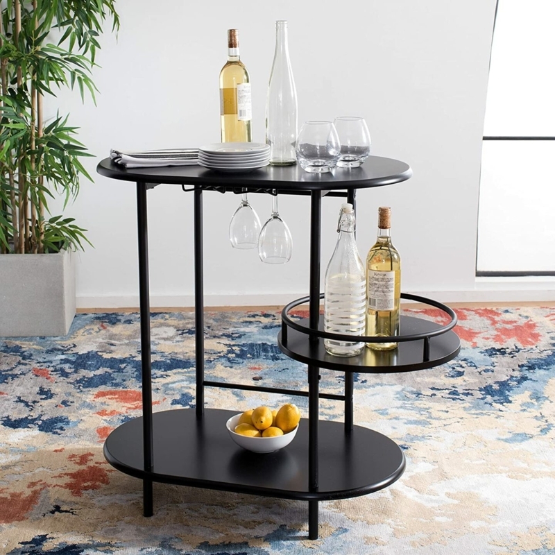 Circular Silhouette Bar Cart Integrated Curved Handle