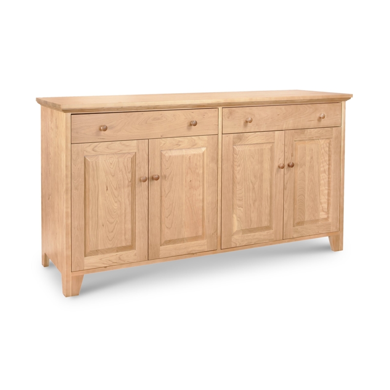 Classic Country Light Wood Buffet with Three Drawers and Shaker Doors