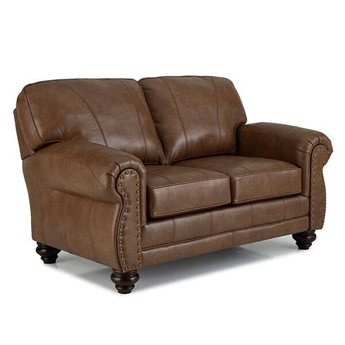 Classic Loveseat with Rolled Arms, Nailhead Trim & Bun Feet Details