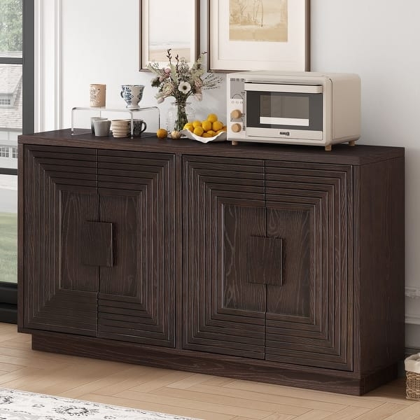 Classic Storage Cabinet with Window-Pane Glass Doors