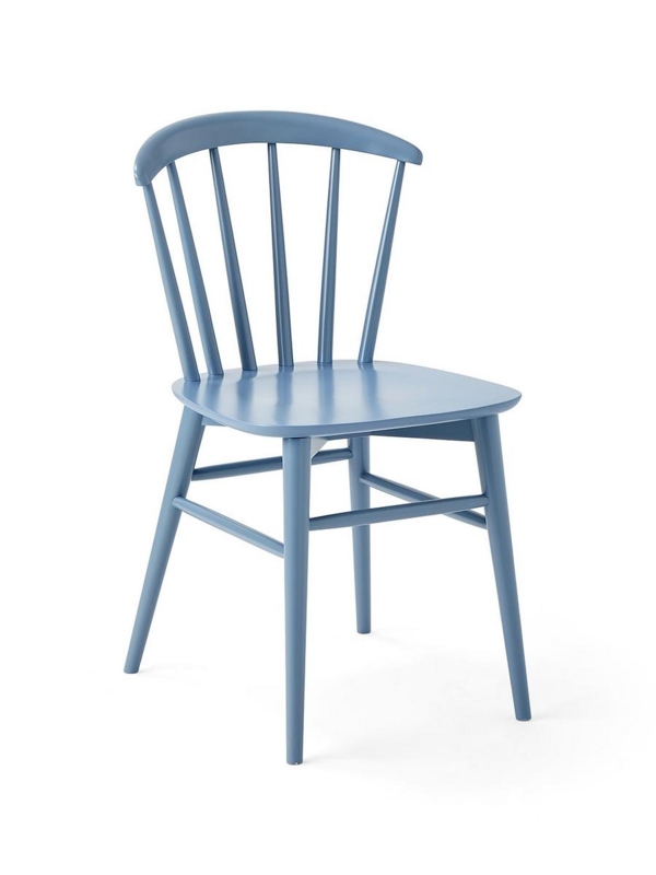 Coastal Blue Floral Dining Chair with Sloped Arms and Beechwood Legs