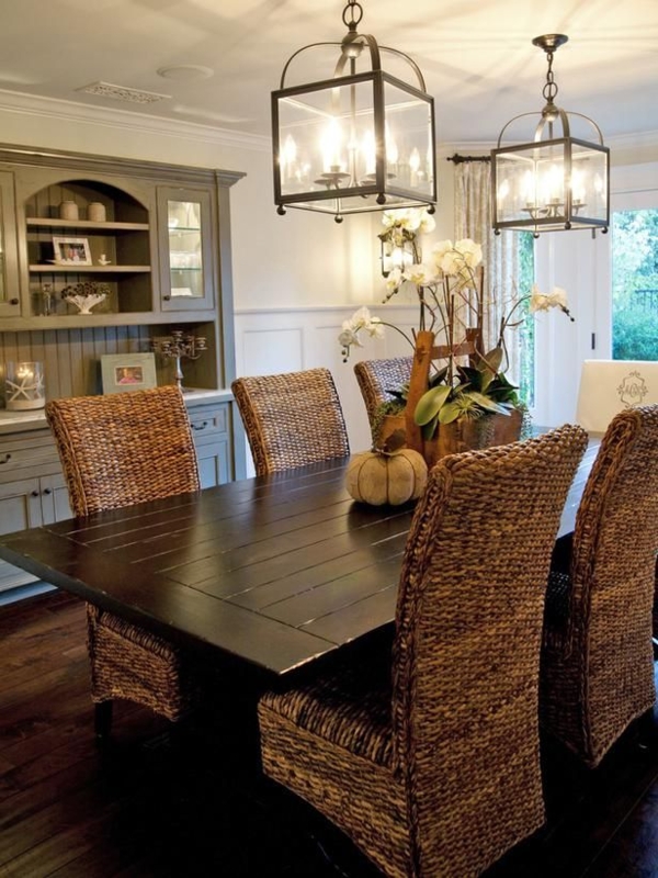 Coastal Dining Kitchen White Wishbone Chairs Light Blue Island
