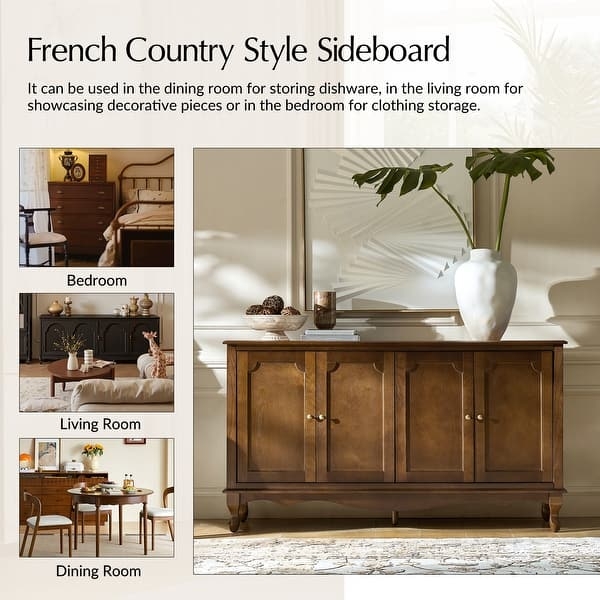 Coastal Modern Sideboard with Circular Cane Inserts and Tapered Legs