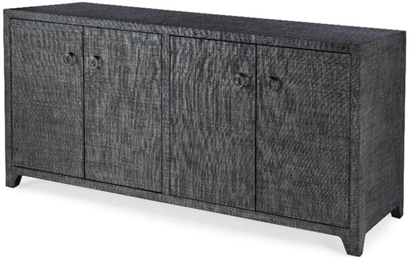 Coastal Modern Sideboard with Raffia Panels and Ring Pulls
