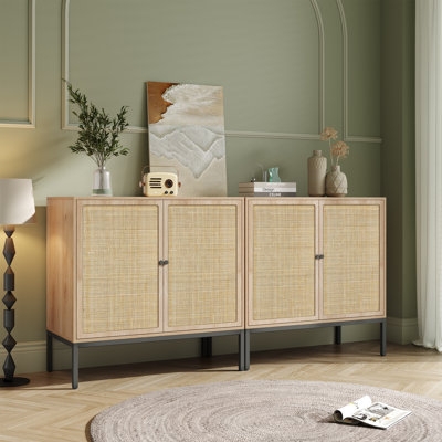 Coastal Sideboard with Cane Doors, Natural Oak and Compact Silhouette