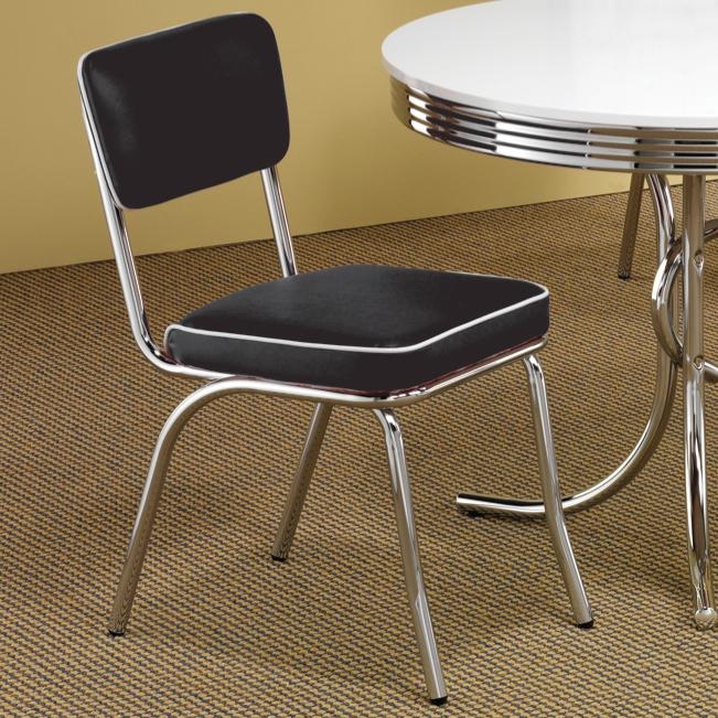 Coaster Cleveland 2066 Chrome Plated Side Chair with Black Cushion |  Furniture Discount Warehouse TM | Dining Side Chairs