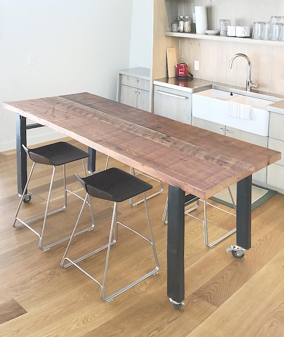 Coffee Table Heavy Duty Casters Reclaimed Wood Industrial Rustic