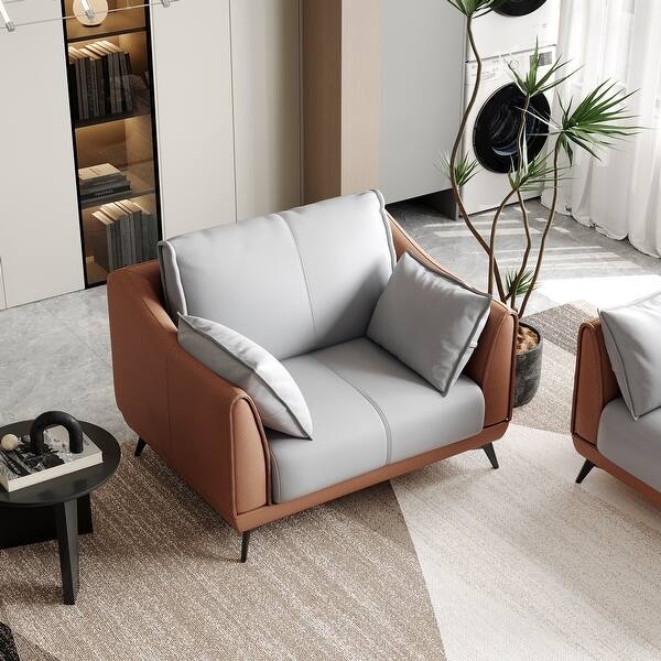 Compact Loveseat in Charcoal Microfiber with Pillow Top Arms