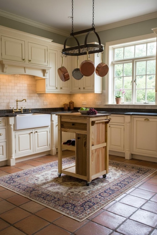 Compact Natural Wood Portable Kitchen Island for Patio Dining