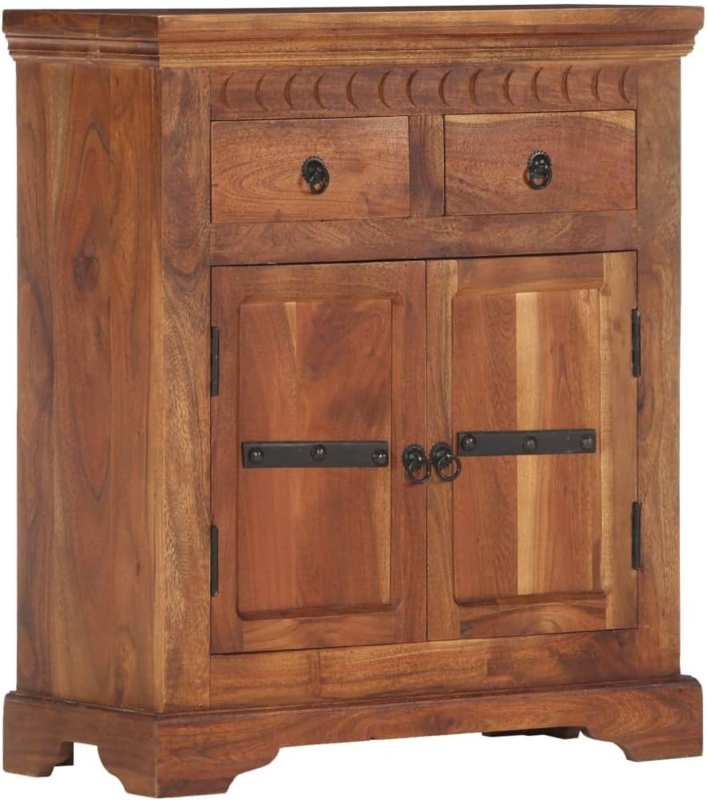 Compact Wood Sideboard with Angled Tapered Legs and Prominent Grain