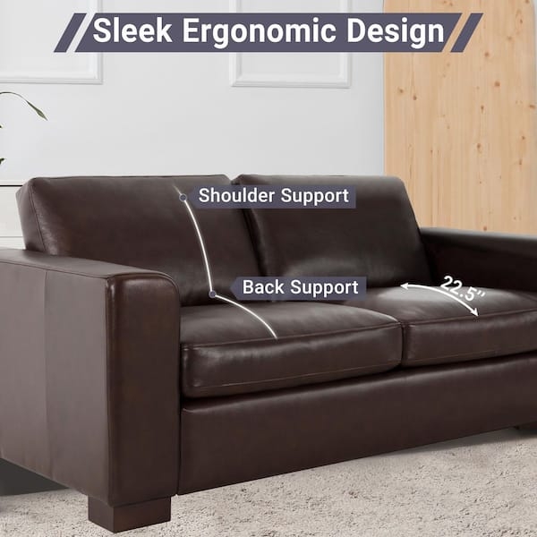 Contemporary 72-Inch Loveseat with Wide Track Arms, Dark Brown