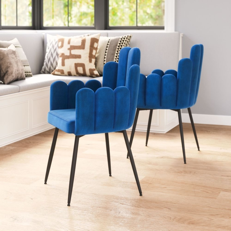 Contemporary Bucket Seat Dining Chair with Vertical Stitching Details