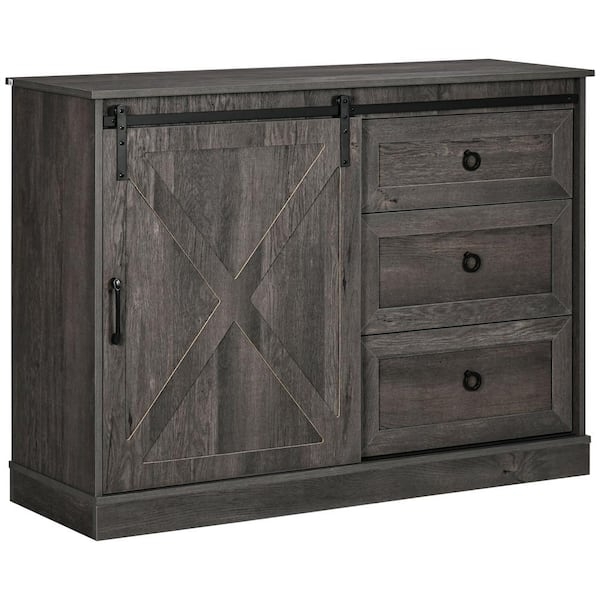 Contemporary Buffet Cabinet with Open Shelf and Splayed Legs