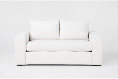 Contemporary Cream Loveseat with Loose Reversible Back Cushions