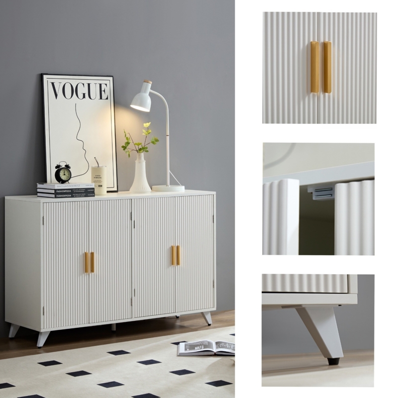 Contemporary Fluted Sideboard with Half-Moon Handles
